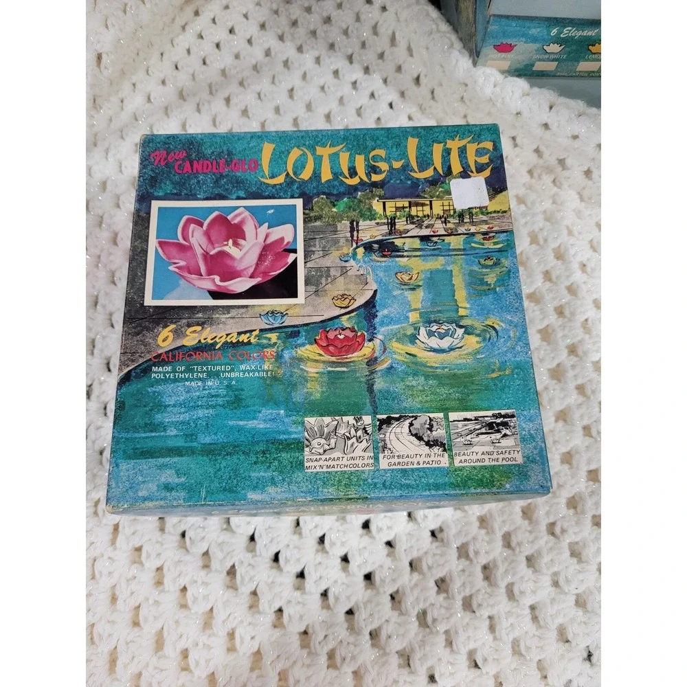 Vintage Lotus Lite Orange Floating Pool Candle-Glo California Colors Mid Century
